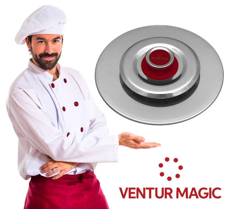 Coperchio Magico Antiodore Ventur Magic in Acciaio Inox Pomolo in Bachelite Rosso Varie Misure