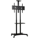 Carrello Porta TV Mobile 32-75 Pollici 85,3x64,8x129,5-189 cm con Altezza Regolabile in Metallo Nero      