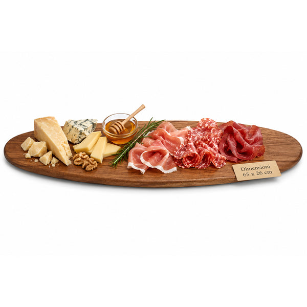 sconto Vassoio Tagliere da Portata Ovale per Aperitivi 65x26 cm in Legno