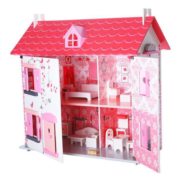 Haus Cottage für Puppen in Holz 2 Etagen mit Einrichtung prezzo