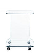 Tavolino con Ruote Iride Quadrato con Vetro in Vetro