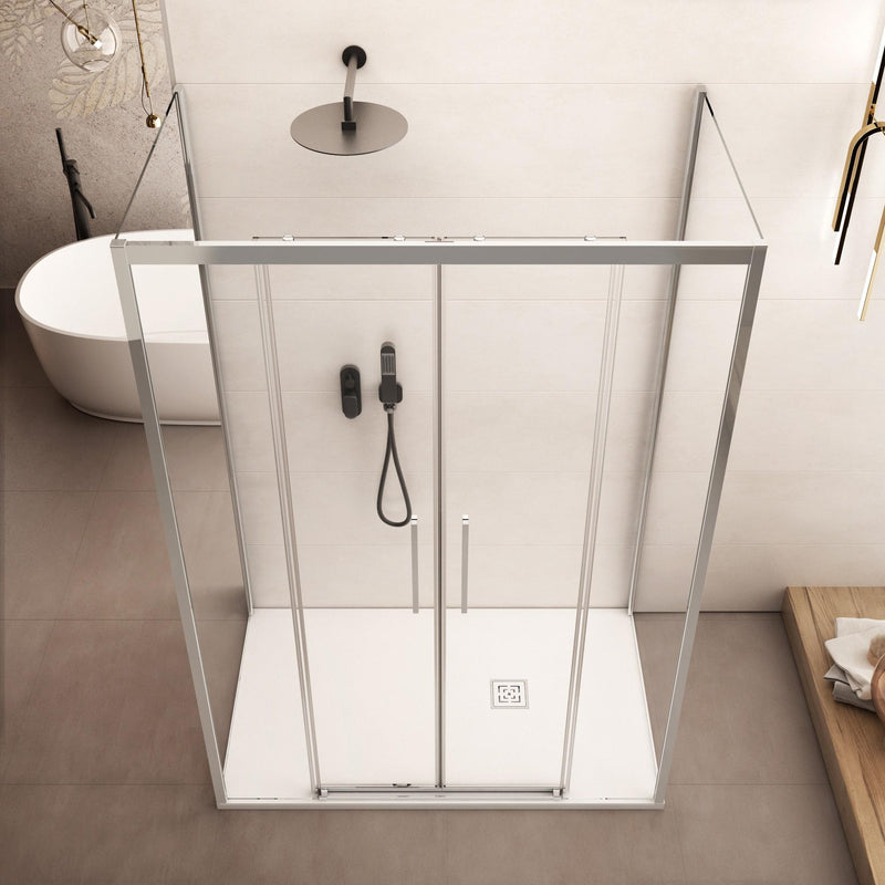 Box Doccia 3 Lati 2 Ante Scorrevoli in Cristallo Trasparente 6mm H195 Bonussi Eliane Varie Misure