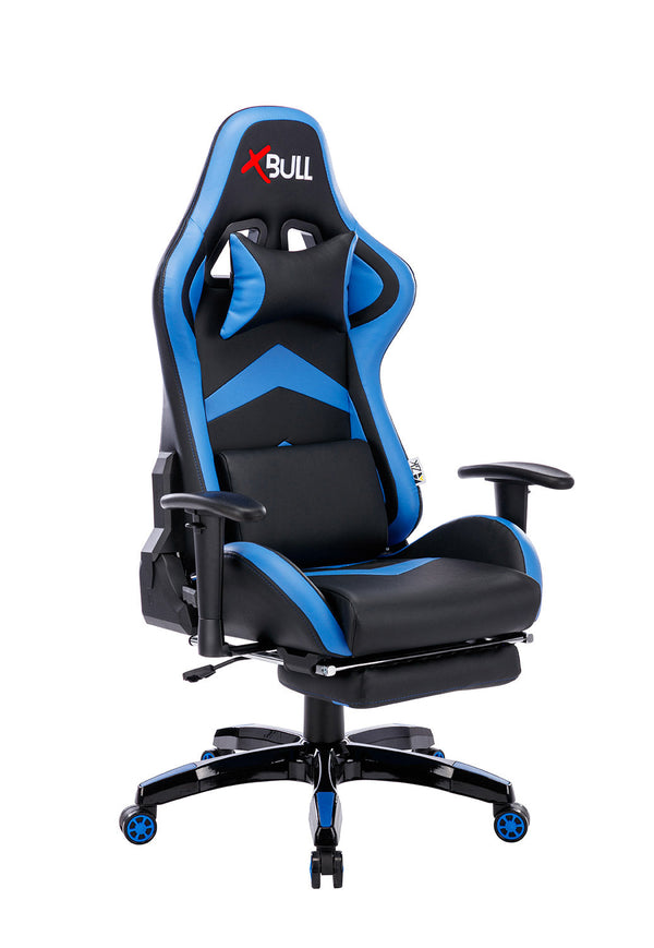 sconto Sedia Gaming da Ufficio 68x55x129/139 cm con Poggiapiedi e Supporto Lombare Blu e Nero
