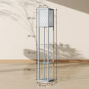 Lampada da Terra Salvaspazio 26x26x160 cm con 3 Ripiani Attacco E27 in MDF e Tessuto Grigio Chiaro      