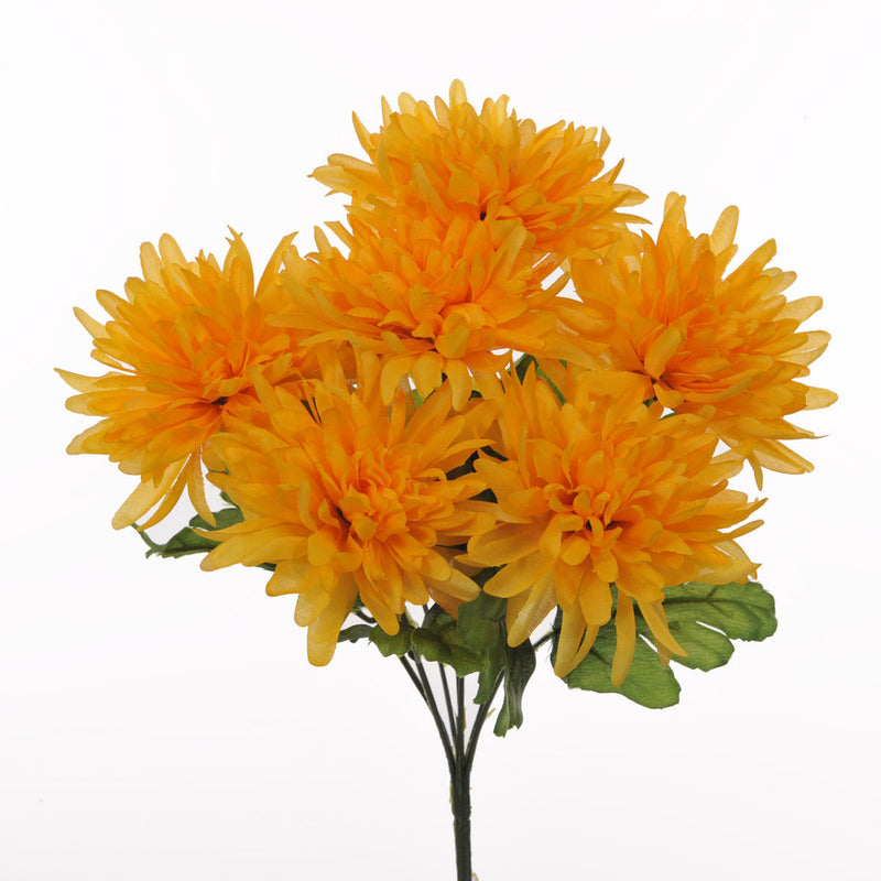 Set 6 Cespuglio di Spider Artificiale con 7 Fiori Altezza 35 cm Oro