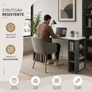 Scrivania Libreria 6 Ripiani 140x60x75 cm Tavolo Porta Computer con Scaffali Libreria in MDF Bianco e Antracite      