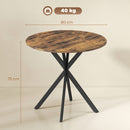 Tavolo da Pranzo Rotondo Stile Industriale Ø80x75 cm con Piano in Truciolare e Gambe a Croce in Acciaio Marrone Rustico      