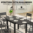 Tavolo da Giardino a Doghe Allungabile 80-160x80x75 cm per 4-6 Persone in Alluminio Nero      