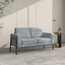 Divano 2 Posti 138x70x83,5 cm in Tessuto Effetto Lino Grigio