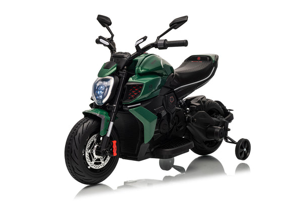 Moto Elettrica per Bambini Licenza Ufficiale Ducati Diavel 12V con Rotelle di Supporto Verde sconto
