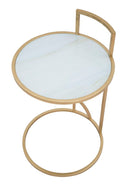 Tavolinetto Glam Sofy Ø38x61 cm in Ferro MDF e Vetro Oro e Multicolor