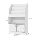 Scaffale Portagiochi per Bambini 60x29,5x100 cm con Libreria e Armadietto in Legno Bianco