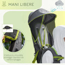 Zaino Porta Bimbo 6-36 mesi Pieghevole 33x31x120 cm in  Tessuto Oxford e Nylon Verde e Grigio