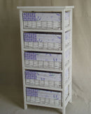 Cassettiera in Legno 5 Cassetti 40x29H90cm Lavanda
