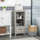Mobiletto Bagno Salvaspazio 2 Ripiani 1 Cassetto 40x30x89 cm in Legno Grigio