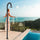 Doccia da Giardino ad Acqua Fredda in Alluminio Temporizzata con Lavapiedi Sined Luna Timer P Nero