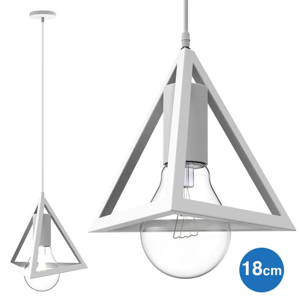 Lampadario Lampada Sospensione Piramide 18cm Design Moderno Paralume Bianco sconto
