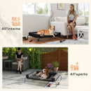 Brandina per Cani Rialzata 110x75x30 cm con Cuscino a U in Tessuto Nero e Argento   