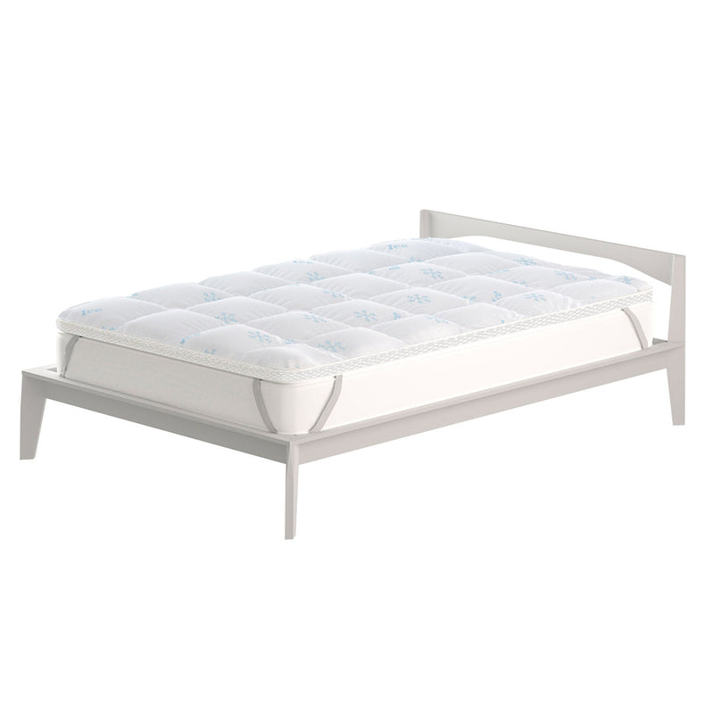 Topper Double Face Trapuntato 300 gr/mq con Elastici Ice Refrigerante Bianco Varie Misure