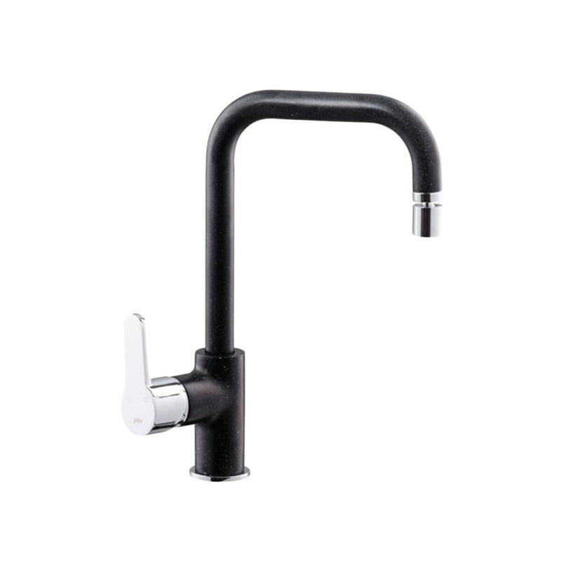 Rubinetto Cucina Miscelatore Monocomando Lavello Canna Tonda in Ottone Lento Nera