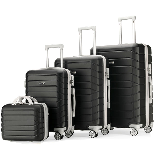 Set 4 Valigie Rigide Trolley e Beauty Case Easy Roll 4 Ruote in ABS Nero acquista