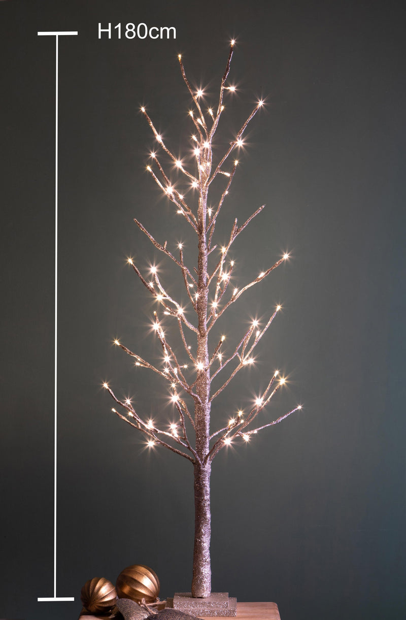 Faggio H180 cm con 270 Led e Movimento per interno Champagne