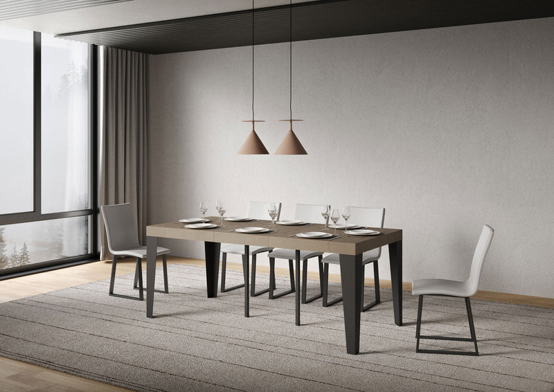 Consolle Allungabile 90-196x40x77 cm Flame Small Premium Tortora Telaio Antracite 