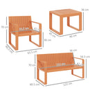 Set da Giardino 5 Pezzi con Divanetto 2 Poltroncine e 2 Tavolini in Polipropilene a Doghe Arancione   