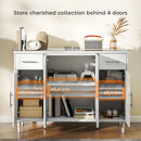 Credenza Buffet Elegante 120x38x86 cm con 2 Cassetti e 3 Armadietti in Legno Bianco      