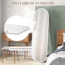 Specchio a Figura Intera da Terra 40x41x159 cm con Supporto Pieghevole in Vetro e Metallo Bianco  