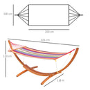 Amaca in Tessuto a Righe Colorato con Supporto in Legno 3.15x1x1.1m 