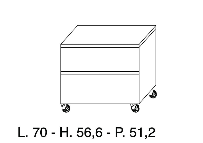 Mobile Cassettiera 2 Cassetti Soft Close in Legno in Melaminico 70x52x57cm TFT Bali Bianco