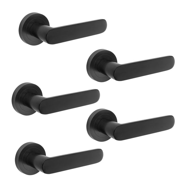 prezzo Bunbury Innentürgriffe mit Rosette Ø50 mm Aluminium Schwarz 5 Sets. Emuca