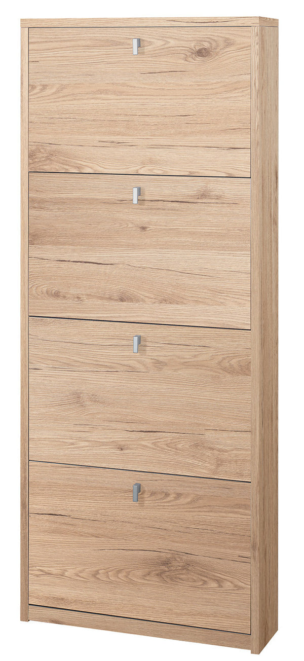 sconto Schuhschrank 4 Türen 63x154x18 cm Eiche natur