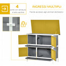 Conigliera per Interno e Esterno a 2 Piani  100x47x91 cm con Tetto in Bitume in Legno di Abete Grigia