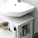Mobile Sottolavabo Intaglio a U 60x30x60 cm Ripiano Aperto e Armadietto in MDF Bianco   
