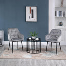 Set 2 Sedie Imbottite 59,5x55,5x83,5 cm in Velluto Grigie