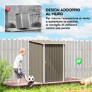 Casetta da Giardino Porta Attrezzi 100x104x160 cm con Porta in Acciaio Galvanizzato Marrone e Bianco      