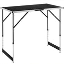 Set 3 Pezzi Tavolo Pieghevole Nero Multifunzione per Esterni Campeggio Pic Nic