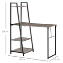 Scrivania Salvaspazio Pieghevole con Libreria 4 Livelli 106x48x128 cm in Legno e Metallo Grigio e Nero 