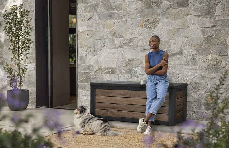 Baule da Esterno Keter Deco Box 150G 151,7x72,5x70 cm in DecoCoat Effetto Legno Noce