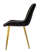 Set 2 Sedie Imbottite 51x59x79 cm in Poliestere Paris Nero e Oro