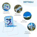 Set Tavolino e 2 Sedie Pieghevoli da Giardino per Bambini con Ombrello Blu