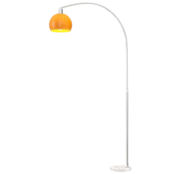 Lampada da Terra ad Arco 26x90x180 cm con Interruttore a Pedale e Base in Marmo Bianco e Arancione acquista