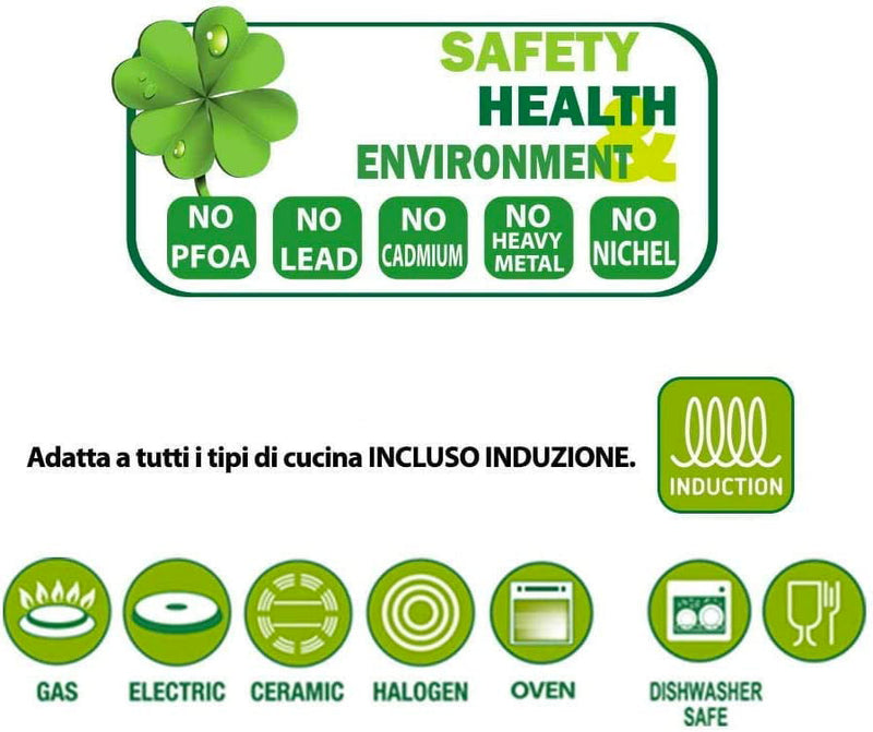 Padella Alta Ø24 cm Antiaderente Rivestimento in Ecotitan Induzione Silex Grigio