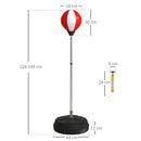 Punching Ball da Terra ad Altezza Regolabile 126-144 cm con Guantoni e Base Riempibile Rosso e Bianco      