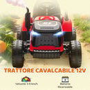 Trattore Elettrico per Bambini 3-8 Anni con Rimorchio Staccabile Telecomando Musica Luci Rosso      