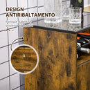 Mobile Multiuso con Portabottiglie 60x40x100 cm in Metallo Vetro e Truciolare Marrone