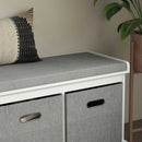 Panca Scarpiera 105x35x47 cm 3 Ceste e Seduta Imbottita in Legno Bianco e Grigio 