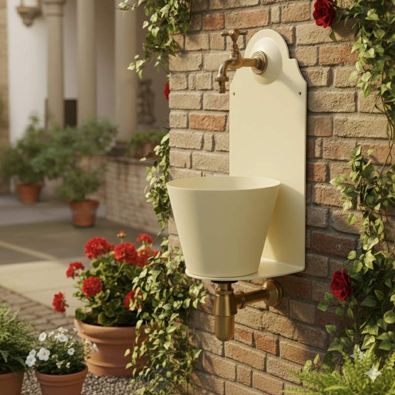 Fontana a Parete da Giardino con Rubinetto Belfer 42/PR Avorio